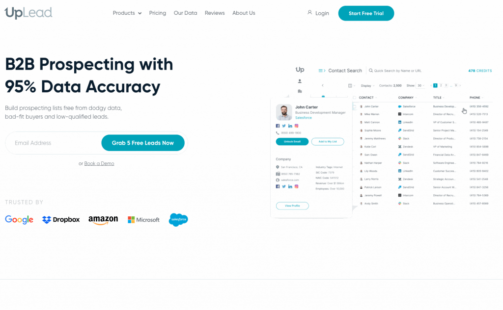 b2b prospecting with 95% data accuracy